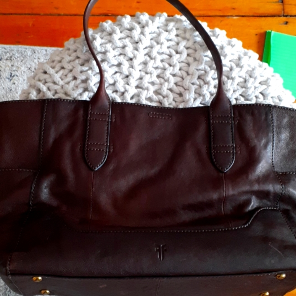 Frye dark brown 11"x13" tote